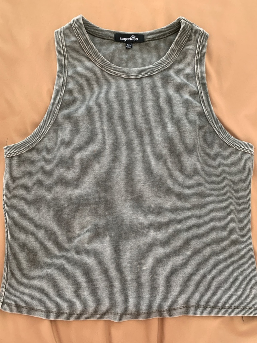 Sugarkiss Ribbed Tank Top in Olive Gray